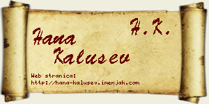Hana Kalušev vizit kartica